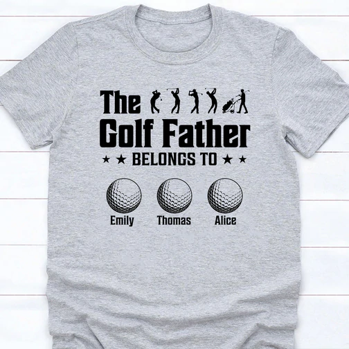 Personalized T-Shirt & Hoodie For Golf Lovers Dad The Golf Father Balls & Star Vintage Design Custom Kids Name