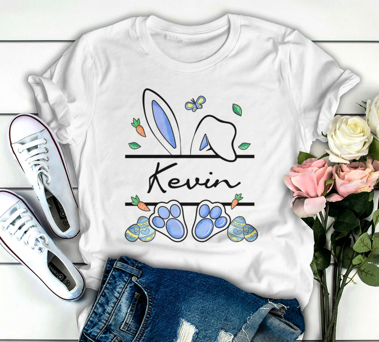 Personalized T-Shirt For Kids Cute Bunny & Easter Eggs Shirt Custom Name Monogram Design Happy Easter Day Shirt