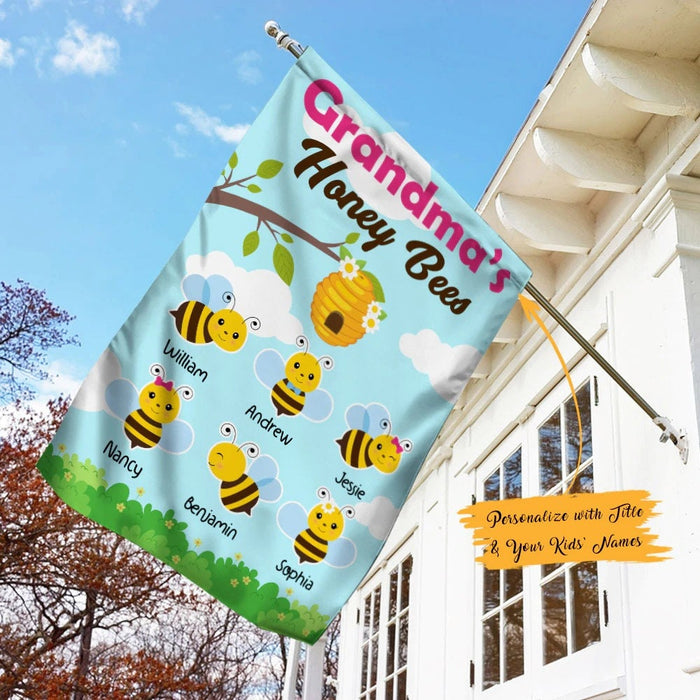 Personalized Garden Flag For Nana Grandma's Honey Bees Cute Design Custom Grandkids Name Welcome Flag Christmas Gifts