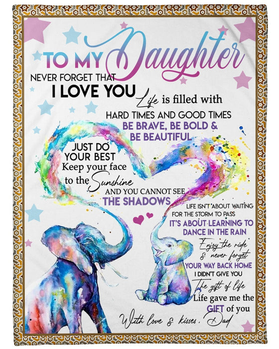 Personalized To My Daughter Blanket From Parents Colorful Elephant Heart Be Brave Bold  Custom Name Gifts For Christmas