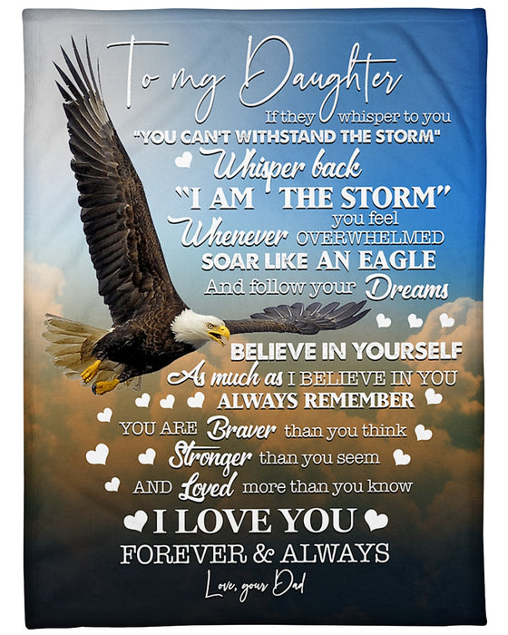 Personalized To My Daughter Blanket From Mom Dad Heart Soar Like An Eagle Custom Name Gifts For Birthday Christmas Xmas