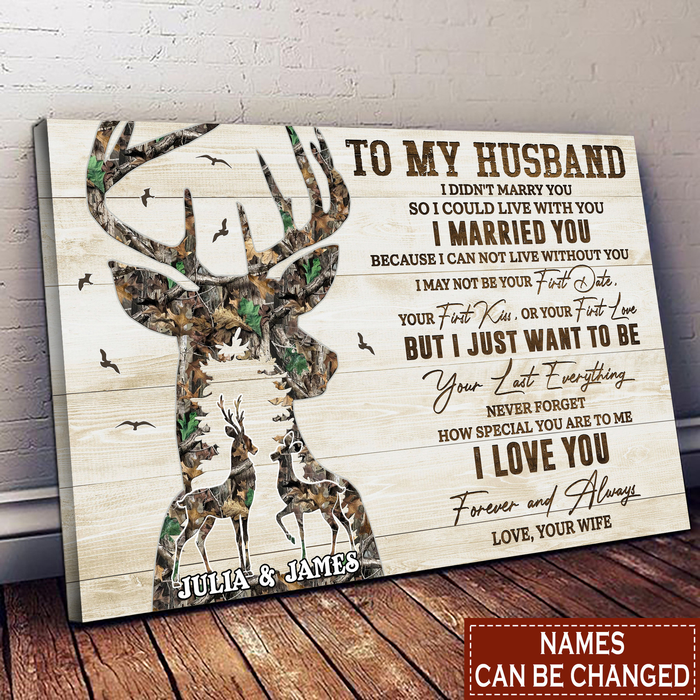 Personalized To My Husband Canvas Wall Art From Wife Camo Deer I May Not Be Your First Date Custom Name Poster Prints