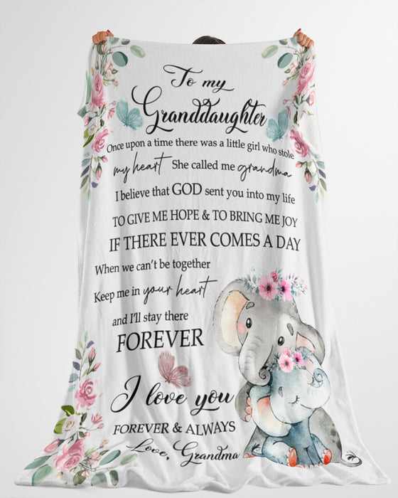 Personalized To My Granddaughter Blanket From Grandpa Grandma Lovely Floral Elephant Give Hope Bring Joy Custom Name