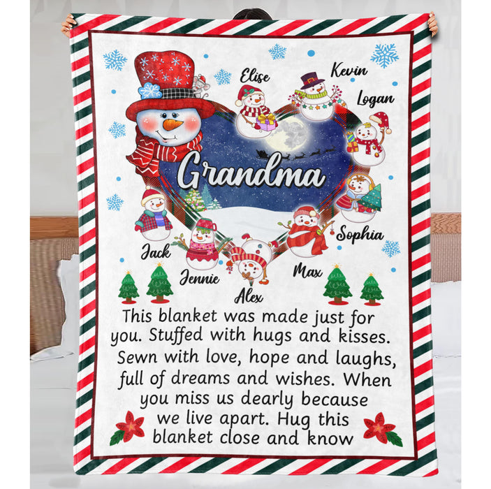 Personalized To My Grandma Blanket From Grandchild Stuffed With Hugs And Kisses Snowman Custom Name Gifts For Christmas