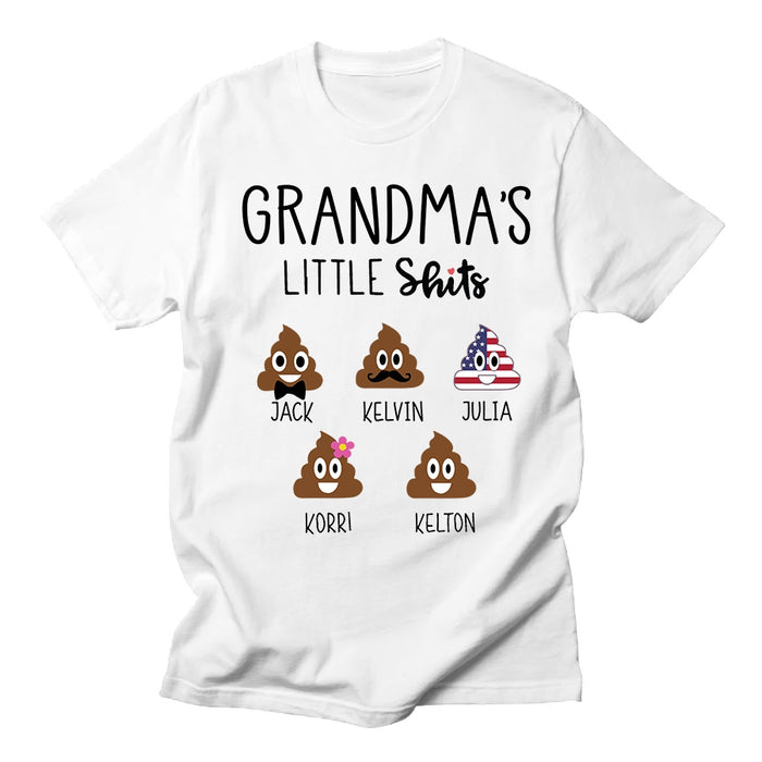 Personalized T-Shirt For Nana From Grandkids Grandma's Little Shits Funny Icon Custom Name Shirt Gifts For Mothers Day