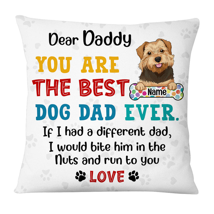 Personalized Square Pillow Gifts For Dog Lover I Would Bite Him Run To You Custom Name Sofa Cushion For Birthday