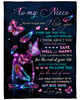 Personalized Fleece Blanket To My Niece Print Beautiful Butterflies Blanket Art And Sweet Quote From Aunt