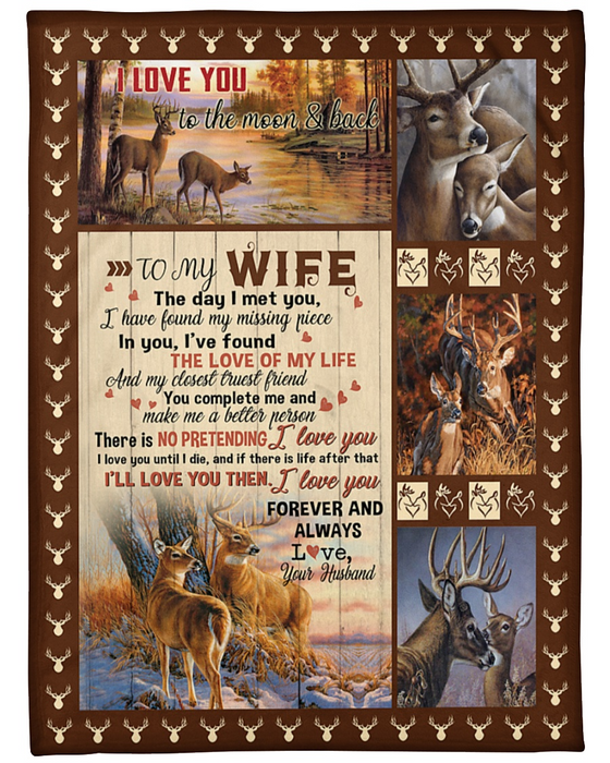 Personalized Fleece Blanket For Wife Print Deer Cute Customized Blanket Gifts For Valentines Day Wedding Anniversary