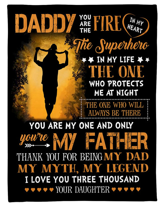 Personalized Fleece Blanket For Dad Quotes For Dad You Are The Fire In My Heart Customized Blanket For Father's Day Thanksgiving Birthday