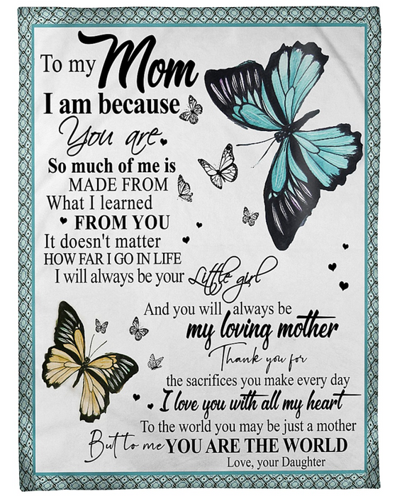 Personalized Fleece Blanket For Mom Print Design Butterfly Beauty Customized Blanket Gifts for Birthday Mothers Day Thanksgiving