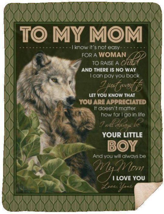 Personalized Family Wolf You Are Appreciated To My Mom From Son Sherpa Fleece Blanket Great Customized Blanket Gifts For Birthday Christmas Thanksgiving Mother’s Day