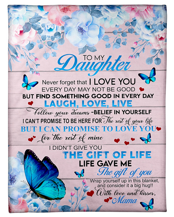 Personalized To My Daughter Fleece Blanket From Mom Art Design Novelty Butterfly Customized Blanket Gifts for Mothers Day Birthday Graduation