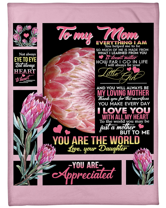 Personalized Fleece Blanket For Mom Novelty Print Sweet King Protea Customized Blanket Gifts for Mothers Day Birthday Fathers Day Thanksgiving
