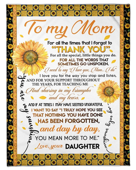 Personalized Fleece Blanket Print Sunflower Customized Blanket Gifts For Birthday Christmas Thanksgiving Mother’s Day