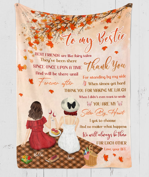 Personalized To My Bestie Thank You For Standing By My Side When Time Get Hard Thank You For Making Me Laugh Custom Name Friend Bestie Fleece Blanket For Christmas