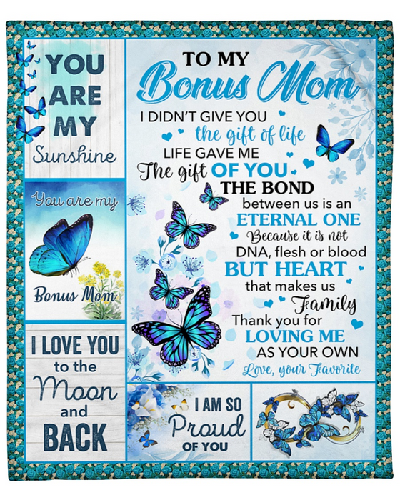 Personalized Fleece Blanket To My Mom Gifts for Mom from Stepchild Customized Blanket Mother's Day Thanksgiving