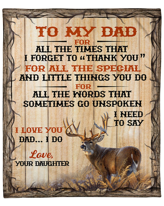 Personalized Fleece Blanket For Dad Print Deer Family Customized Blanket Gifts for Fathers Day Birthday Thanksgiving