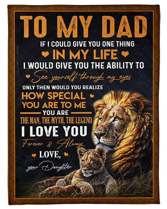 Personalized Fleece Blanket For Dad Print Lion Family With Quotes For Dad Customized Blanket For Fathers Day Birthday Christmas Thanksgiving