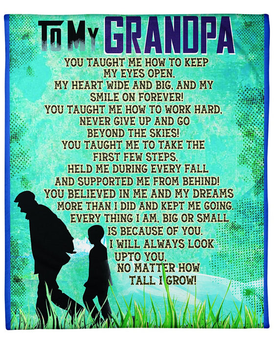 Personalized To My Grandpa Blanket I Will Always Look Upto You Great Customized Gift For Birthday Christmas Thanksgiving Anniversary Father's Day Sherpa Fleece Blanket