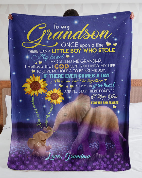 Personalized To My Grandson Elephant Fleece Blanket From Grandma If There Ever Comes A Day Great Customized Gift For Birthday Christmas Thanksgiving Sherpa Fleece Blanket
