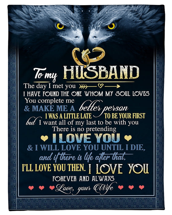 Personalized Fleece Blanket For Husband Print Eagle Cute  Customized Blanket For Birthday Christmas Thanksgiving Anniversary Valentines Day Gift For Him