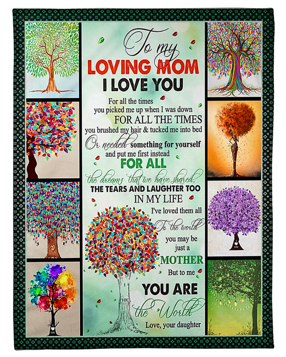 Personalized Fleece Blanket For Mom Print Design Novelty Watercolor Rainbow Tree Human Customized Blanket Gifts For Happy Mothers Day Birthday