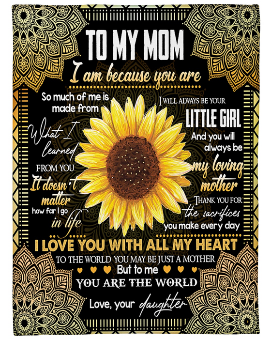 Personalized Fleece Blanket To My Mom Print Beautiful Sunflower Customized Blanket Gifts Mothers Day Birthday Thanksgiving