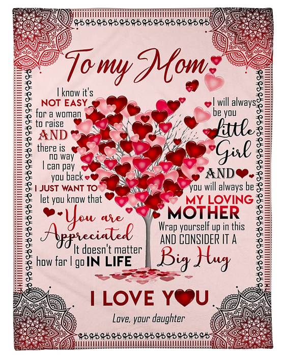Personalized Fleece Blanket To My Mom Art Print Sweet Heart Tree Funny Customized Blanket Gifts for Mother's Day Birthday Thanksgiving