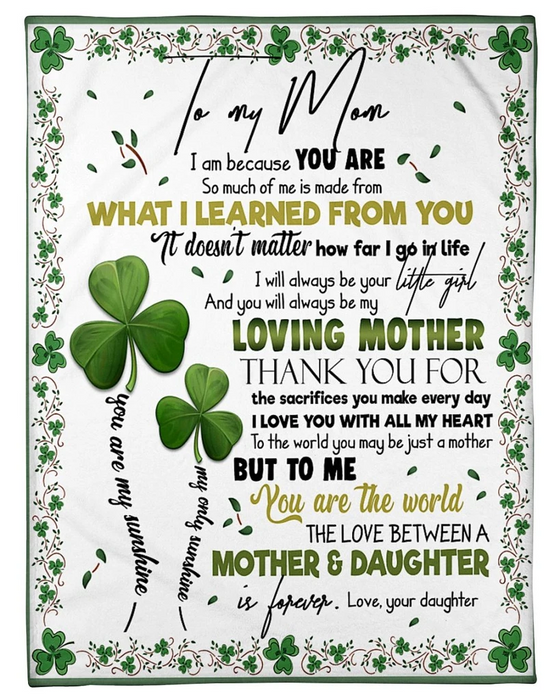 Personalized Fleece Blanket To My Mom Happy St Patrick's Day Idea Mom Gifts for St Patrick's Day Customized Blanket Gifts for St Patrick's Day Mothers Day Thanksgiving