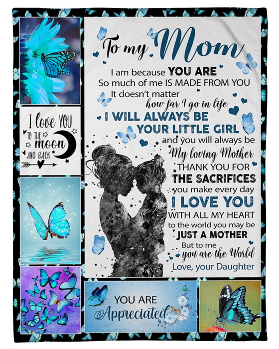 Personalized Fleece Blanket To My Mom Print Butterfly Customized Blanket Gifts Mothers Day Birthday Thanksgiving