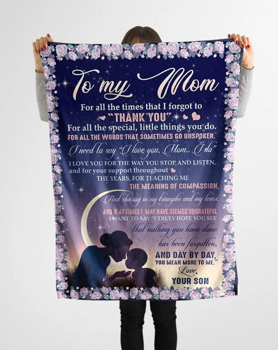 Personalized Fleece Blanket For Mom Flowers Customized Blanket Gift For Mother's day Birthday Christmas Thanksgiving
