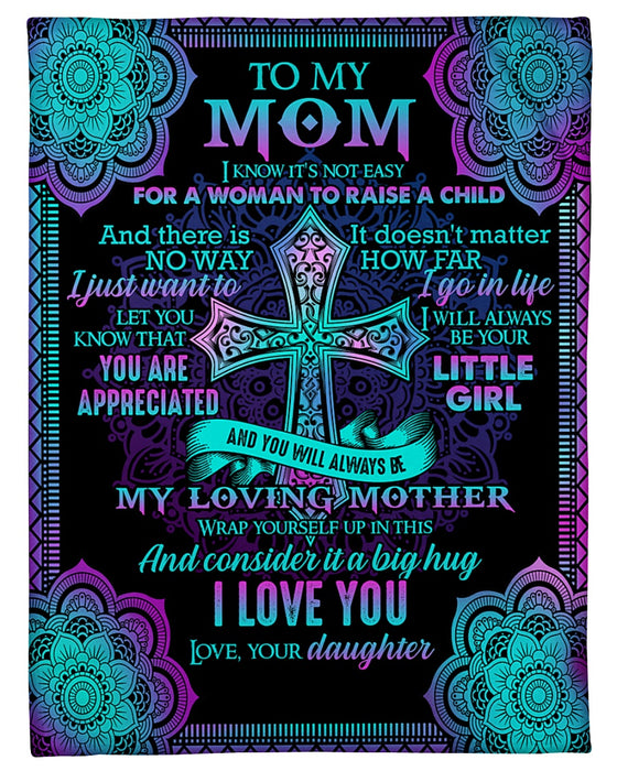 Personalized Fleece Blanket For Mom Print Cross Christ Jesus Flowers Customized Blanket Gift For Mother's day Birthday Christmas Thanksgiving