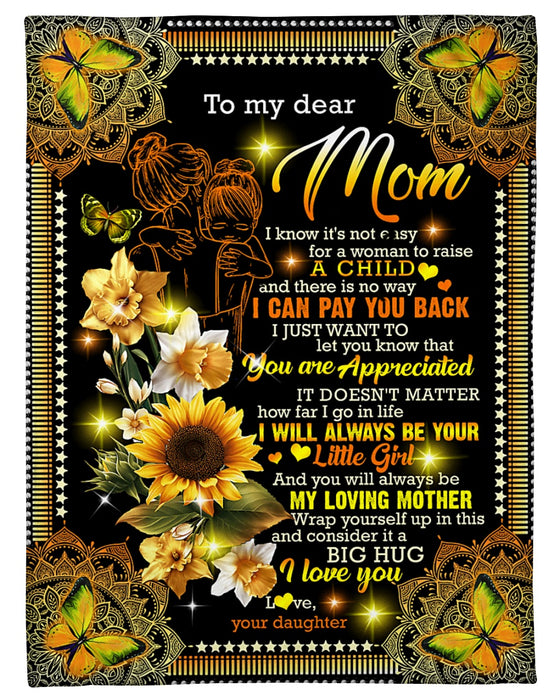 Personalized Fleece Blanket For Mom Sunflowers You Are Appreciated Great Customized Gift For Mother's day Birthday Christmas Thanksgiving