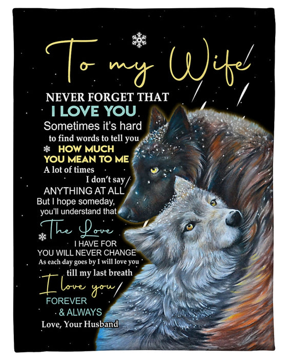 Personalized Fleece Blanket For Wife Print Couple Wolf Cute Message I Love You Forever And Always Customized Blanket For Birthday Anniversary