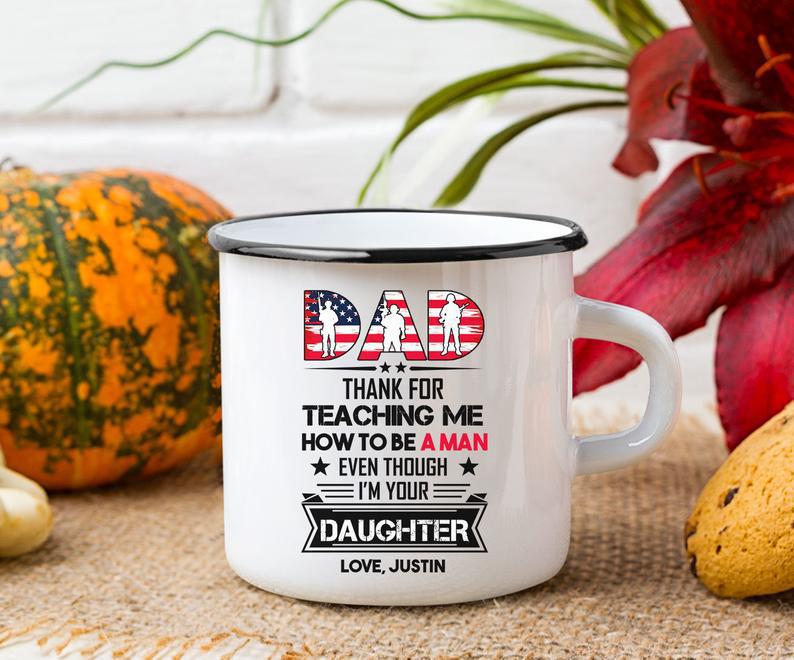 Personalized Camping Mug For Dad Thank For Teaching Me 4th Of July Printed Mug
