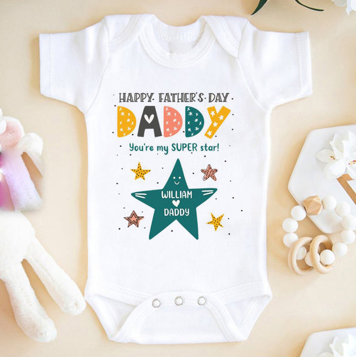 Personalized Happy Fathers Day You Are My Supper Star Cute Onesies Toddler Shirt