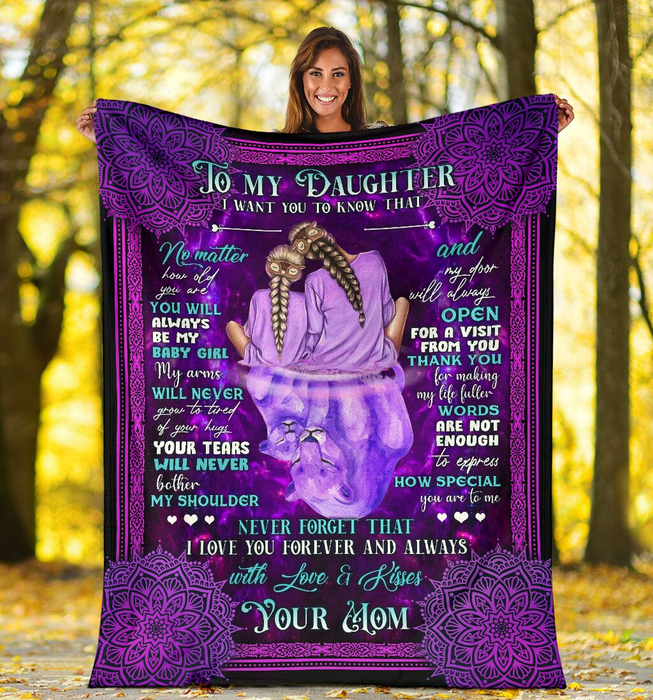 Personalized Fleece Blanket To My Daughter Print Daughter and Mom Cute Lion Family Customized Blanket Gift For Birthday Graduation