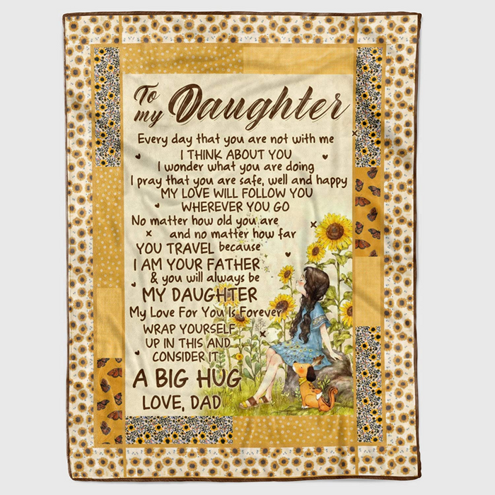 Personalized Fleece Blanket To My Daughter Beautiful Sunflower Blanket Gifts for Birthday Graduation