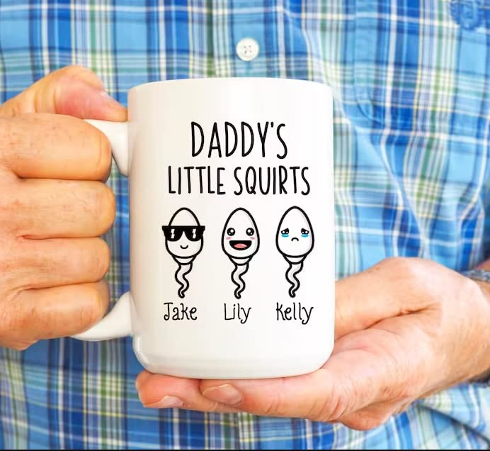 Personalized Ceramic Mug For Dad Daddy's Little Squirts Funny Sperm Printed Custom Name 11 15oz White Coffee Cup