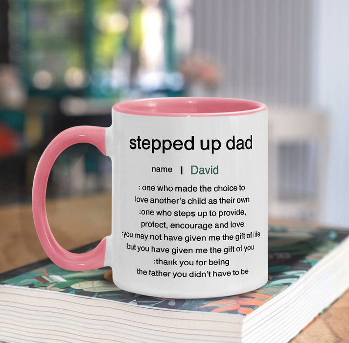 Personalized Definition Stepped Up Dad Accent Mug Gifts for Father's Day from Stepdaughter Stepson