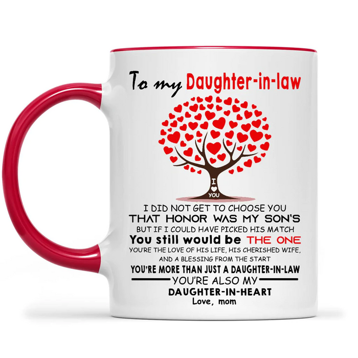 Personalized Coffee Mug For Daughter In Law Heart Tree You're The Love Cherished Custom Name Accent Cup Birthday Gifts