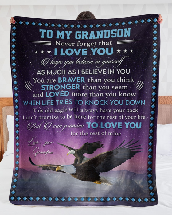 Personalized To My Grandson Blanket From Grandparents I Believe In You Storming Eagles Custom Name Gifts For Birthday