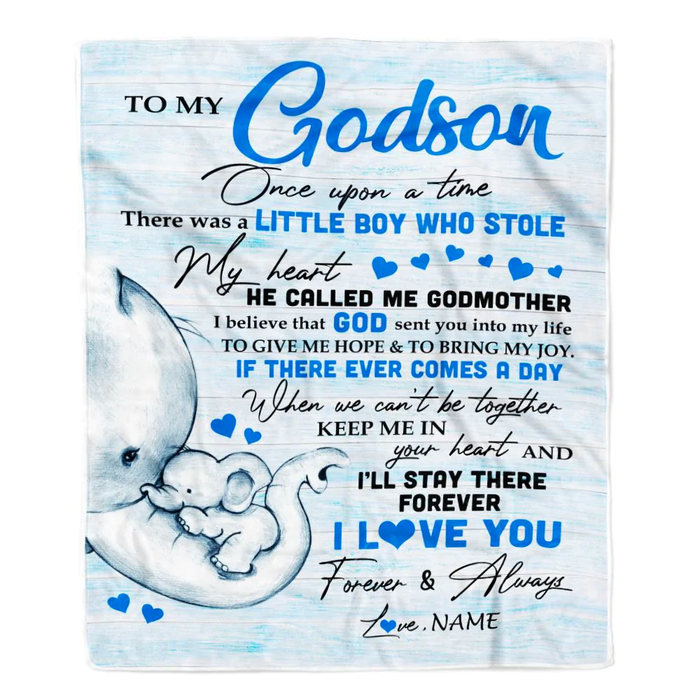 Personalized To My Godson Blanket From Godparents A Little Boy Who Stole My Heart Elephant Custom Name Birthday Gifts