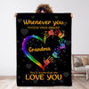 Personalized Fleece Blanket For Nana Grandma Whenever You Touch This Heart Handprint Printed Custom Grandkids Name