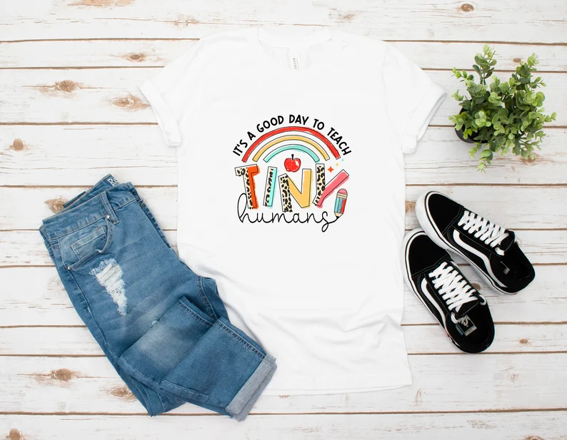 Classic T-Shirt For Teachers It's A Good Day To Teach Colorful Leopard Design Custom Name Back To School Outfit