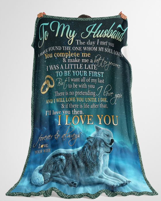 Personalized Blanket To My Husband From Wife I Love You Romantic Wolf Couple Under Star Night Print Custom Name