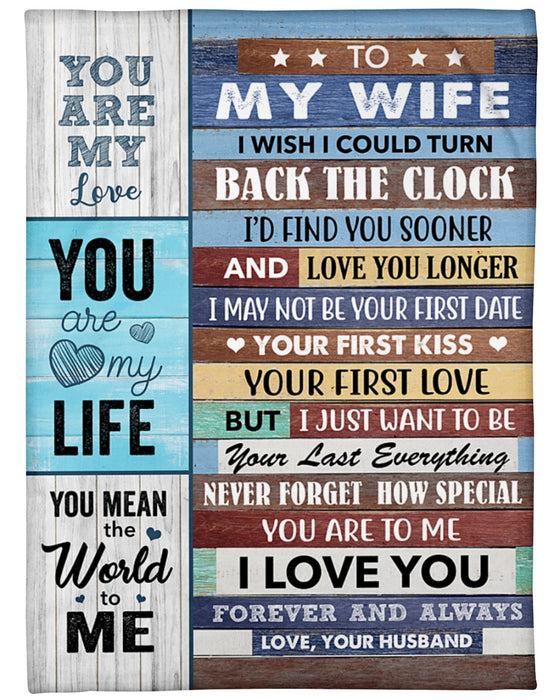 Personalized Blanket To My Wife From Husband I Wish I Could Vintage Design Wooden Background Custom Name