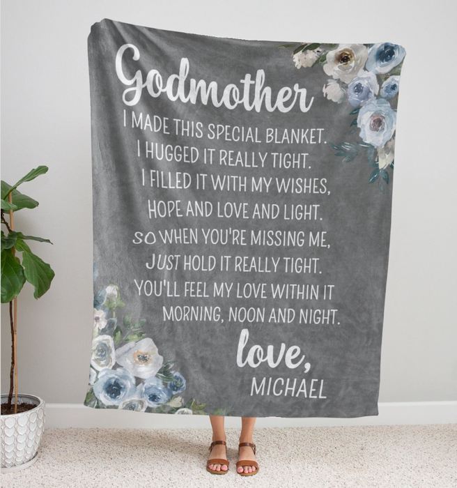 Personalized To My Godmother Blanket From Godchild When You're Missing Me Hold Tight Custom Name Gifts For Christmas