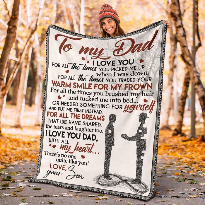 Personalized Blanket To My Dad From Son I Love You Dad Infinity Symbol Print Father's Day Blanket Custom Name