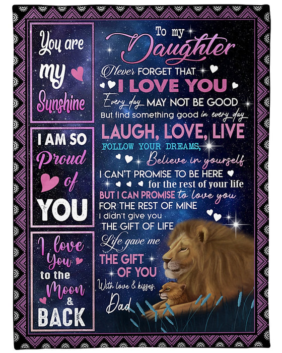 Personalized Blanket To My Daughter From Dad Vintage Old & Baby Lion Print Star Night Background Custom Name